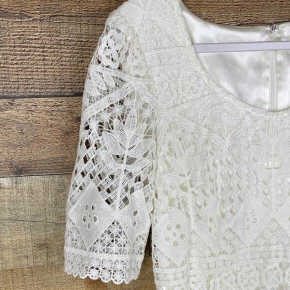 Antonio Melani Short Sleeve Lace Sheath Dress Ivory Size 8 - Picture 3 of 8